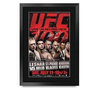 HWC Trading FR A3 UFC 100 Brock Lesnar Frank Mir Georges Cadeaux Photo autographe signée imprimée pour les fans de MMA UFC - A3 Encadré
