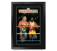 HWC Trading FR A3 Wrestlemania Cadeaux Imprimés Photo Autographe Signée pour les Fans de lutte - A3 Encadré