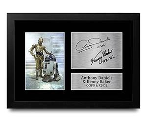 HWC Trading FR A4 Anthony Daniels & Kenny Baker C-3PO R2-D2 Cadeaux Imprimé Signé Autographe Photo pour les fans de cinéma - A4 Encadré