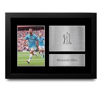HWC Trading FR A4 Bernardo Silva Manchester City Cadeaux imprimés photo autographe signée pour les fans de football et les supporters - A4 Encadré