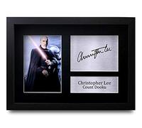 HWC Trading FR A4 Christopher Lee Star Wars Count Dooku Cadeaux Imprimé Signé Autographe Photo pour les fans de cinéma - A4 Encadré