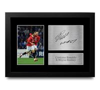 HWC Trading FR A4 Cristiano Ronaldo & Wayne Rooney Cadeaux imprimés photo autographe signée pour les fans de football et les supporters - A4 Encadré
