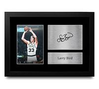 HWC Trading FR A4 Larry Bird Celtics Cadeaux imprimés photo autographe signée pour les fans de basket-ball - A4 Encadré