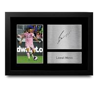 HWC Trading FR A4 Lionel Messi Inter Miami Cadeaux imprimés photo autographe signée pour les fans de football et les supporters - A4 Encadré