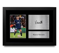 HWC Trading FR A4 Marco Verratti Paris Saint-Germain PSG Cadeaux imprimés photo autographe signée pour les fans de football et les supporters - A4 Encadré