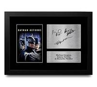 HWC Trading FR A4 Michael Keaton Danny DeVito & Michelle Pfeiffer Batman Returns Cadeaux Imprimé Signé Autographe Photo pour les fans de cinéma - A4 Encadré