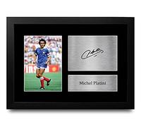 HWC Trading FR A4 Michel Platini France Cadeaux imprimés photo autographe signée pour les fans de football et les supporters - A4 Encadré