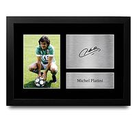 HWC Trading FR A4 Michel Platini Saint-Etienne Cadeaux imprimés photo autographe signée pour les fans de football et les supporters - A4 Encadré