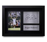 HWC Trading FR A4 Roger Federer Cadeaux Imprimés Photo autographe signée pour les fans de tennis - A4 Encadré