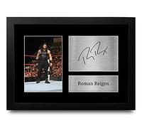 HWC Trading FR A4 Roman Reigns Cadeaux Imprimés Photo Autographe Signée pour les Fans de lutte - A4 Encadré