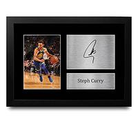 HWC Trading FR A4 Stephen Steph Curry Golden State Warriors Cadeaux imprimés photo autographe signée pour les fans de basket-ball - A4 Encadré