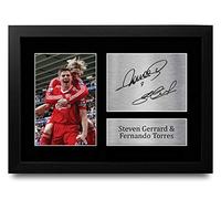 HWC Trading FR A4 Steven Gerrard & Fernando Torres Liverpool Cadeaux imprimés photo autographe signée pour les fans de football et les supporters - A4 Encadré