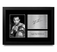 HWC Trading FR A4 Sugar Ray Robinson Cadeaux photo autographe signée imprimée pour les fans de boxe - A4 Encadré