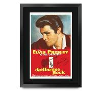HWC Trading Jailhouse Rock Elvis Presley Cadeaux imprimés affiche photo autographe signée pour les fans de cinéma - A3 Encadré