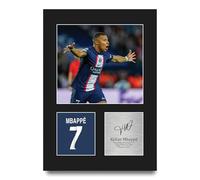HWC Trading Kylian Mbappe Paris Blue and Reds Cadeaux imprimés photo autographe signée pour les fans de football et les supporters - A4 Portrait