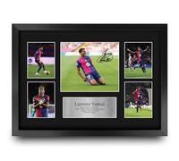 HWC Trading Lamine Yamal Barcelona Affichage de photos autographes signés de souvenirs imprimés pour les fans de football et les supporters - A3 Encadré