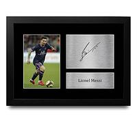 HWC Trading Lionel Messi Paris Blue and Reds Cadeaux imprimés photo autographe signée pour les fans de football et les supporters - A4 Encadré