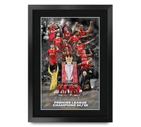 HWC Trading Liverpool Champions 2025 Premier League Winners Cadeaux imprimés avec photo autographe signée pour les fans et supporters de football - A3 Encadré