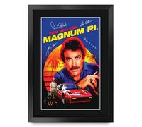 HWC Trading Magnum P.I 1980 Tom Selleck Cadeaux Imprimé Affiche autographe signée pour les fans de télévision - A3 Encadré
