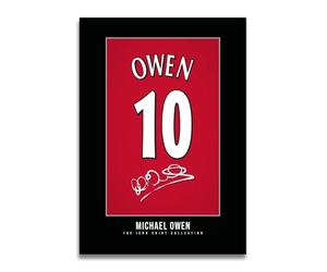 HWC Trading Michael Owen Shirt Autographe Signé Affiche Imprimée A4 Idée | Carte à Fort Grammage, Compatible avec tout Cadre Standard, Livré à Plat, Idée Cadeau Souvenir