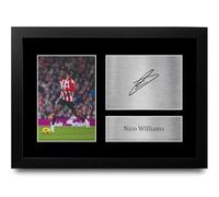 HWC Trading Nico Williams Athletico Bilbao Cadeaux imprimés photo autographe signée pour les fans de football et les supporters - A4 Encadré