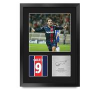 HWC Trading Pauleta Paris Blue and Reds Cadeaux imprimés photo autographe signée pour les fans de football et les supporters - A3 Portrait Encadré