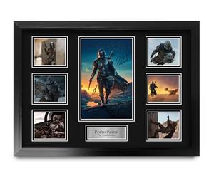 HWC Trading Pedro Pascal The Mandalorian Cadeaux Imprimé Signé Autographe Présentation Photo Montage Affichage pour les fans d’émissions de télévision - A2 Encadré