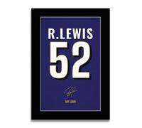 HWC Trading Ray Lewis Jersey Autographe Signé Affiche Imprimée A4 Idée | Carte à Fort Grammage, Compatible avec tout Cadre Standard, Livré à Plat, Idée Cadeau Souvenir