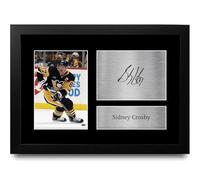 HWC Trading Sidney Crosby Pittsburgh Penguins Cadeaux imprimés autographes signés pour les fans de hockey sur glace - A4 Encadré