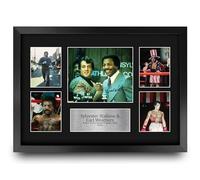 HWC Trading Sylvester Stallone & Carl Weathers Rock 1 Cadeaux Imprimés Affichage de présentation d’autographes signés pour les fans de cinéma - A3 Encadré