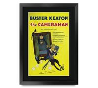 HWC Trading The Cameraman (1928) Buster Keaton Cadeaux imprimés affiche photo autographe signée pour les fans de cinéma - A3 Encadré