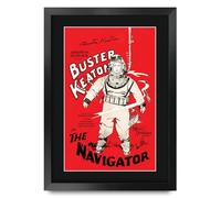 HWC Trading The Navigator (1924) Buster Keaton Cadeaux imprimés affiche photo autographe signée pour les fans de cinéma - A3 Encadré
