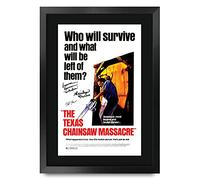 HWC Trading The Texas Chainsaw Massacre Cadeaux Imprimé Signé Autographe Photo pour les fans de cinéma - A3 Encadré