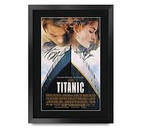 HWC Trading Titanic Leonard DiCaprio, Kate Winslet Cadeaux Imprimé Signé Autographe Photo pour les fans de cinéma - A3 Encadré
