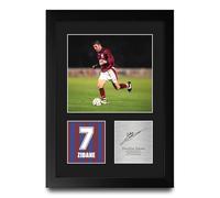 HWC Trading Zinedine Zidane Bordeaux Cadeaux imprimés photo autographe signée pour les fans de football et les supporters - A4 Portrait Encadré