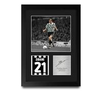 HWC Trading Zinedine Zidane Juventus Cadeaux imprimés photo autographe signée pour les fans de football et les supporters - A4 Portrait Encadré