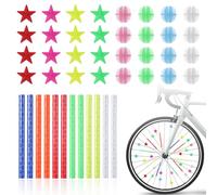 HweeWanX Lot de 96 réflecteurs de rayons colorés pour vélo pour enfant - Clips de rayons et perles colorées - Étoiles - Accessoires de vélo pour enfants - Œils de chat - Accessoires de décoration