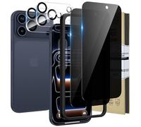 HWeggo 2 + 2PACK pour Verre Trempé pour iPhone 17 Pro Anti Espion avec Caméra Arrière Protecteur, HD Clear 9H Dureté Anti Spy Noir Privé Film de verre trempé privé
