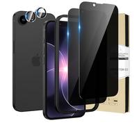 HWeggo 2 + 2PACK pour Verre Trempé pour iPhone 17e/16e Anti Espion avec Caméra Arrière Protecteur, HD Clear 9H Dureté Anti Spy Noir Privé Film de verre trempé privé