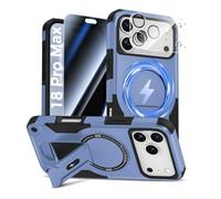 HWeggo Coque pour iPhone 18 Pro Max avec Verre Trempé, Bleu Clair | Protection D'écran Anti-Espion et Caméra Protecteur, Magnétique Antichoc Étui de Militaire Protection avec Support