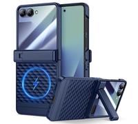 HWeggo Coque pour Samsung Galaxy Z Flip 7 [Protection des charnières et support] [Compatible avec MagSafe] [Protecteur d'écran intégré] Étui de protection militaire intégral pour Samsung Z Flip 7,Bleu