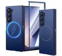 HWeggo Coque pour Samsung Galaxy Z Fold 6, [Compatible with MagSafe] Ultra Mince avec Protection d'Écran Intégrée, Housse Antichoc Mate pour Z Fold 6, Bleu