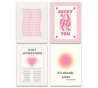 Hwetui Toile murale moderne minimaliste Preppy Aura rose rétro esthétique dégradée affirmations quotidiennes Poster de motivation Impression de numéro d'ange Image Image Décoration de chambre