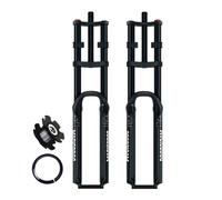 HWEVDHJ 26 27,5 29 Pouces VTT Fourche À Suspension Air 1-1/8" Tube Droit Fourches Avant De Frein À Disque 180mm Voyage Fourche De Descente Droite À Double Épaule 9mm QR(Schwarz,29inch)