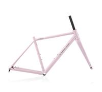 HWEVDHJ Cadre De Vélo De Route 700c 44/47/50/53cm Cadre De Vélo À Freins À Disque en Acier CR-Mo Cadres À Axe Traversant 100/142mm avec Fourche en Fibre De Carbone(Pink,50cm)