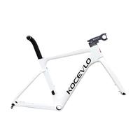 HWEVDHJ Cadre De Vélo De Route en Fibre De Carbone 44/47/50/53/56cm 700C Axe Traversant F12×100mm R12×142mm Cadres De Frein À Disque avec Fourche Routage Interne(Bianco,44cm)