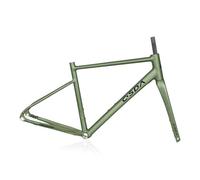 HWEVDHJ Cadre De Vélo Route Gravel 700C Cadre De Frein À Disque 46CM 48CM 50CM Cadres Vélo en Alliage D'aluminium Axe Traversant F12*100mm R12*142mm avec Fourche en Carbone(Green,48cm)