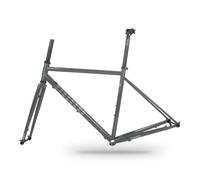HWEVDHJ Cadre De Vélo Route Gravel 700C Cadre De Vélo De Cyclo-Cross 44/47/50/53/56cm Cadres en Acier CR-Mo avec Fourche Axe Traversant F12x100mm R12x142mm Frein À Disque BB68mm(Gray,56cm)