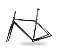HWEVDHJ Cadre De Vélo Route Gravel 700C Cadre De Vélo De Cyclo-Cross 44/47/50/53/56cm Cadres en Acier CR-Mo avec Fourche Axe Traversant F12x100mm R12x142mm Frein À Disque BB68mm(Schwarz,47cm)