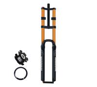 HWEVDHJ Fourche De VTT 26/27.5/29 Pouces DH Fourche À Suspension Air Débattement 180mm Fourches De Vélo À Frein À Disque 1-1/8'' Tube Droit QR 9mm avec Réglage D'amortissement(Gold,29inch)